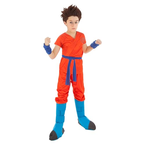 Chaks - Disfraz de Goku Super Saiyajin Dios, Dragon Ball, conjunto de 7 piezas para niños, traje para carnaval y fans del anime