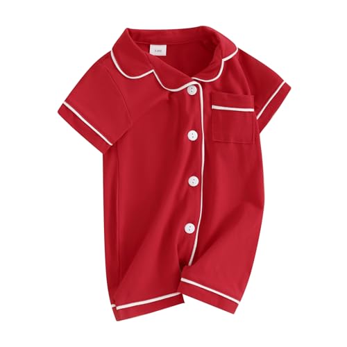 Baby Girl Clothes One Piece Romper Jumpsuit Button Down Comfy Bodysuit Romper Baby Boy Outfit Infant Clothes (Red, 18-24 Months)
