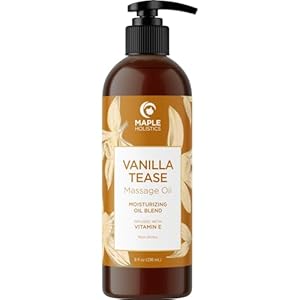 Vanilla Sensual Massage Oil for Couples – Irresistible Full Body Massage Oil for Date Night with Smooth Gliding Coconut and Sweet Almond Oil with Dreamy Vanilla Scent – Non GMO Gluten Free and Vegan
