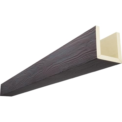 4"W x 4"H x 18'L 3-Sided (U-Beam) Sandblasted Endurathane Faux Wood Ceiling Beam, Sangria
