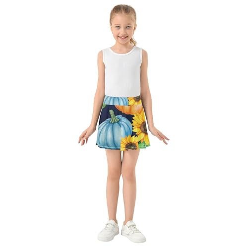 Girls Skorts Athletic Shorts Skirts with Shorts 2 in 1 Flowy Skirt Watercolor Pumpkins 3t3