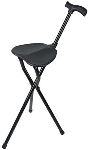Canne de marche avec siège pliable béquille verticale seniors 2 en 1