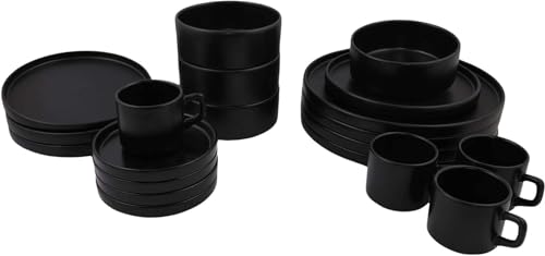 Vajilla de cerámica negro mate 20 piezas Vajilla de cerámica negro mate 20 piezas