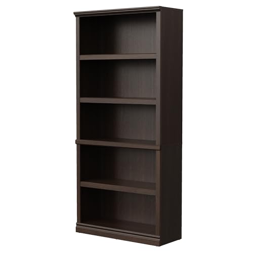 5-Shelf Dark Cherry Bookshelf for Stylish Storage