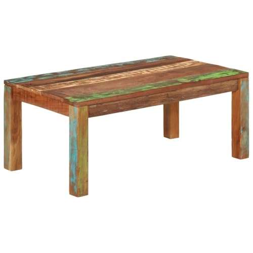 vidaXL Solid Reclaimed Wood Coffee Table - Handmade Rectangular Sofa Table for Living Room, Kitchen, Modern Rustic Recycled Timber Furniture, 39.4'x21.7'x15.7'