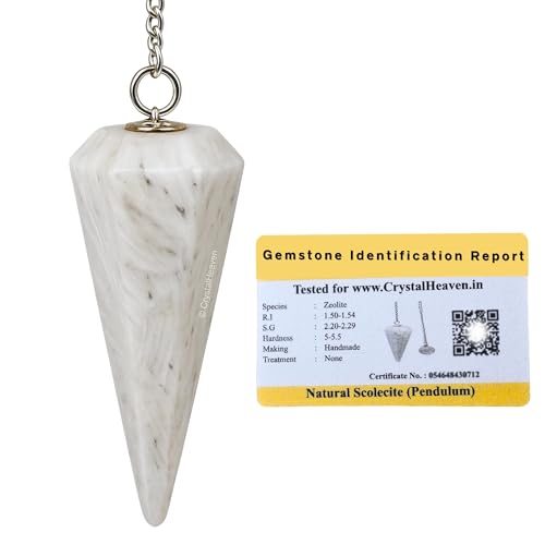 Image of Scolecite Pendulum Dowsing Tool - Natural Crystal Pendulum for Spiritual Guidance - Premium Dowser Pendulum for Accurate Divination and Energy Healing - Perfect for Energy Healing and Chakra Balancing - Handcrafted with Precision and Elegance
