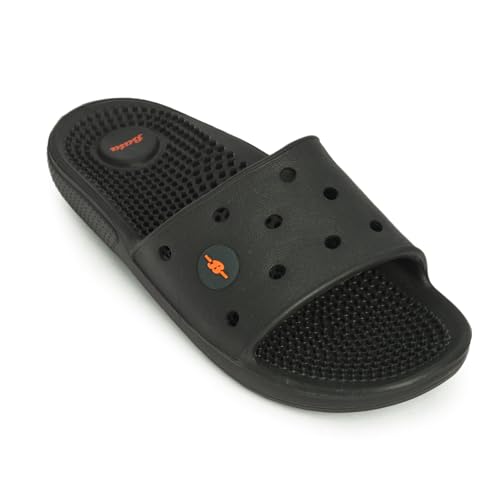 Image of Bata Men's Massage Slippers, Grey, Textured Footbed, Perforated Design
