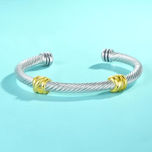 Image of UNY Jewel Bracelet Designer Brand Inspired Women Jewelry 4.5mm Thin Twisted Cable Wire Bangle Gem Stone Christmas Day Gift