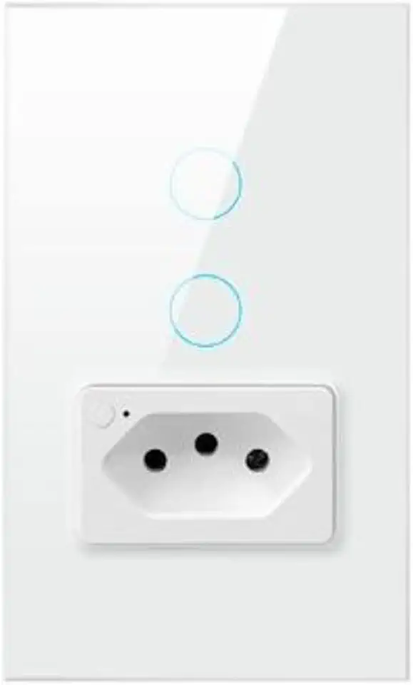 Interruptor Tomada Inteligente Touch - Alexa, Google e Siri (Branco 2 Botões)