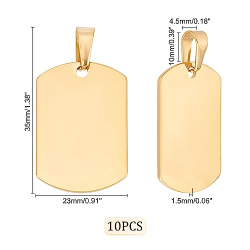 UNICRAFTALE 10pcs Stainless Steel 35mm Long Rectangle Stamping Blank Tags 10pcs Golden Smooth Dangle Blanks Metal Flat Charms with Pinch for Bracelet Necklace DIY Jewelry Making - Image 3