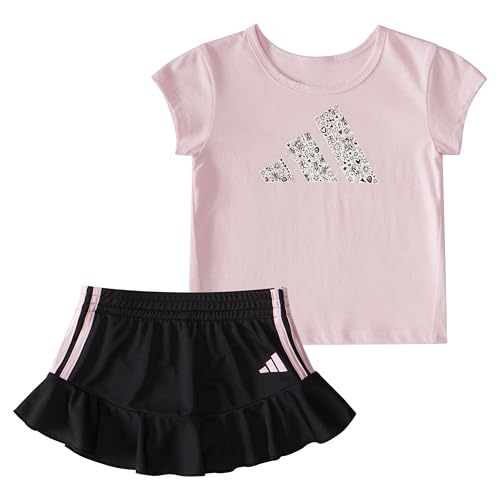 Image of adidas Infant Girls N Box Tee Pleated Skort Set Casual Bottoms Casual - Pink