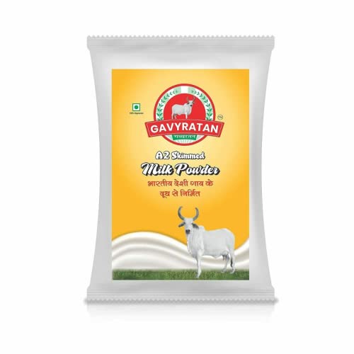 GAVYRATAN A2 Cow Skimmed Milk Powder 1kg | All Natural | 100% Pure | Boosts Liver Health | No Added Preservatives | Sugar Free | Perfect for Tea & Coffee | Pack of 1