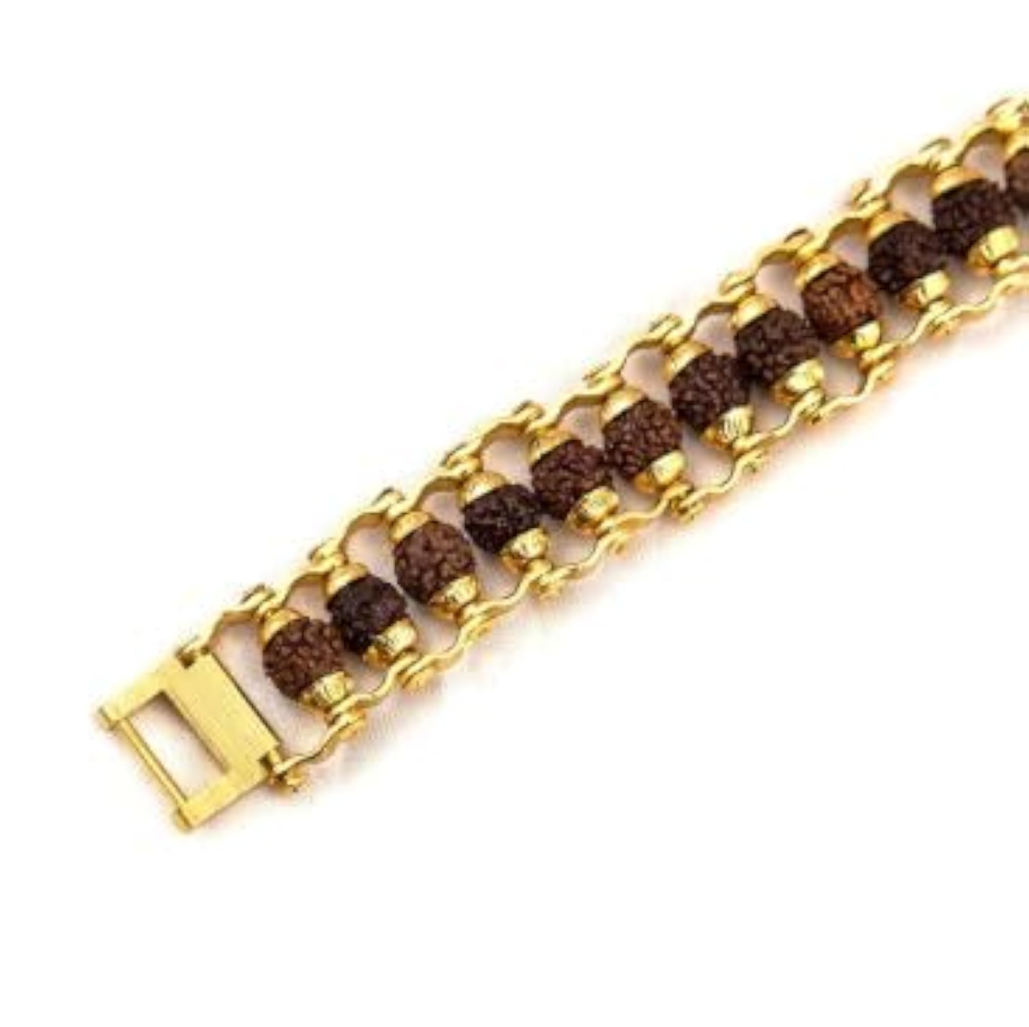 Gold Plated 5 Mukhi Modern Rudraksha Bracelet, Stylish Design