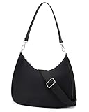 CHOLISS Small Crescent Shoulder Bag for Women - 2-in-1 Nylon Crossbody Bag, Trendy Everyday Bag with Adjustable Straps, Black