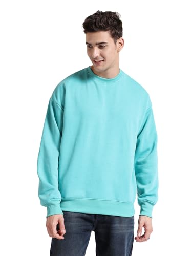 Image of The Indian Garage Co Men Oversized Solid Crew Neck Overhead Sweatshirt