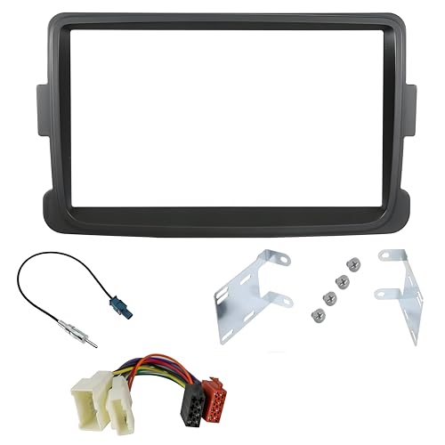 Kit cadre façade autoradio 2 DIN compatible Renault Dacia avec câble adaptateur ISO