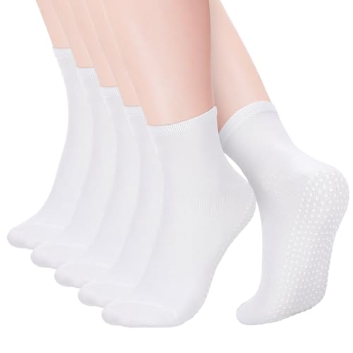 Utensilsto 5 pares de calcetines de tope para mujer y hombre, 38-42, calcetines antideslizantes para mujer, calcetines de yoga, calcetines antideslizantes con asas, calcetines de agarre para el hogar,