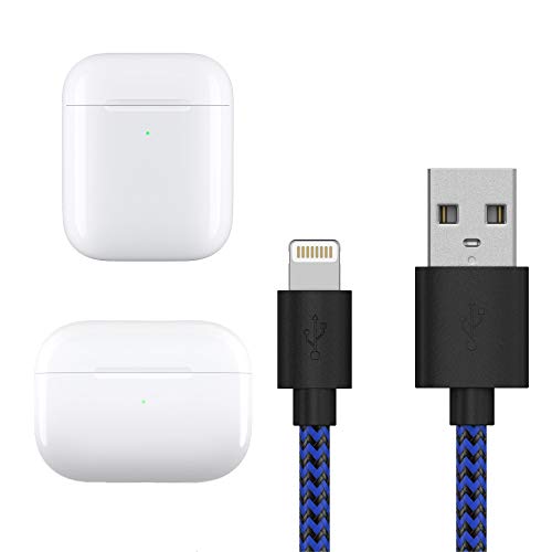 Charger Cable for AirPods 6ft - by TalkWorks | Heavy Duty Braided Lightning MFI Certified Charger Cord for Apple AirPods, iPhone 11, 11 Pro/Max, XR, XS/Max, X, 8, 7, 6, 5, SE, iPad - Black/Blue