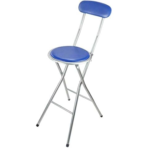 HOMION Colourful Folding Breakfast Round Padded Bar High Chair Stool Kitchen Party Office Stool Seat (Blue) Cover