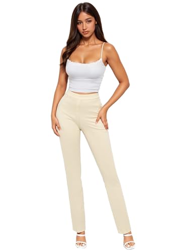 Hybrid & Company Women’s Straight Leg Pull On Pants – Ultra Stretch Ponte – Office & Casual Wear