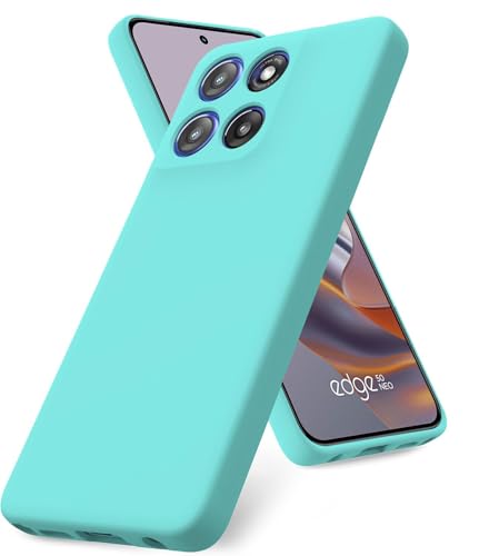 Image of DIZORO Microfiber Candy Case for Motorola Moto Edge 50 Neo 5G Smooth Touch Cushion Liquid Soft Silicone Gel Rubber Phone Cases Non-Slip Full Body Protective Back Cover - Mint