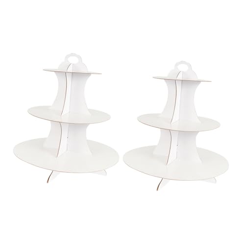 GRIRIW 2pcs Paper Cake Stand Multi Layer Dessert Display Rack for Weddings Parties Events Safe Convenient Snack Storage Presentation