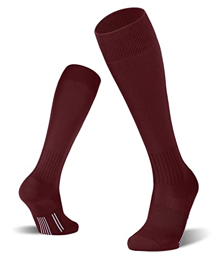 FITRELL 2/3 Pack Soccer Socks Baseball Softball For Youth Kids Boys Girls, Over-The-Calf Football Socks for Adult Men Women