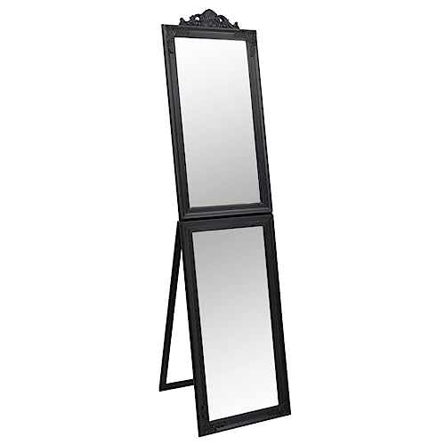 sofutoo Free-Standing Mirror with Baroque Design, Foldable for Easy Storage, Black Finish, 17.7