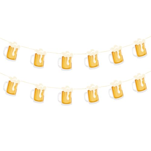 Image of Beer Birthday Banner for Beer Party and Birthday Wedding Party Supplies (Light Gold)