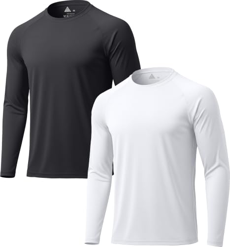 Image of ZITY 5 Pack Long Sleeve Shirts for Men UPF 50+ Sun Protection Fast Dry Lightweight Fishing Swim Rash Guard Workout Shirt