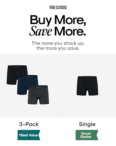True Classic Ultra-Soft Boxer Briefs for Men Pack of 3, No-Ride Micromodal Mens Underwear