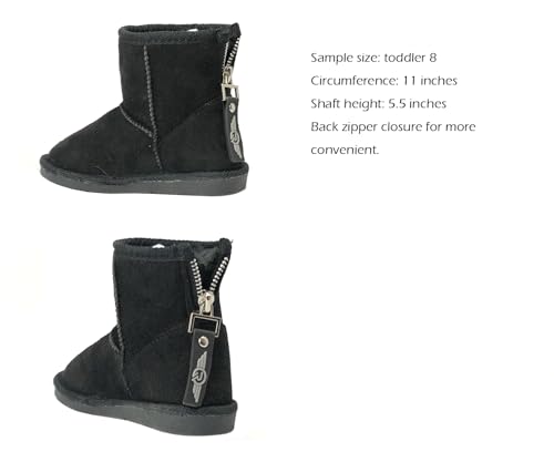Image of REDVOLUTION Kids Boots Toddler Girls Cute 2 Buttons || Rhinestone Faux Fur Suede Knitting Shoe