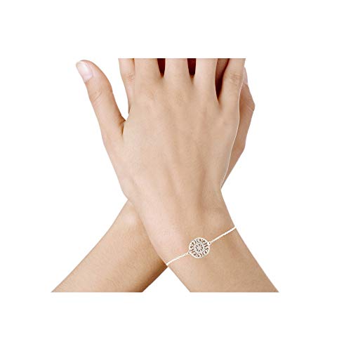 Image of LES POULETTES JEWELS - 925 Silver Rhodium Bracelet Round Arabesques