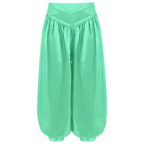 Jhaoyu Harem Pants for Girls Belly Dance Bottoms Halloween Party Tribal Arabic Trousers Satin Bloomers