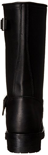 RIDETECS 11" Leather Biker Riding Boots For Men, Black - Calf High Adjustable Vamp With Side Ankle Straps3