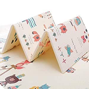 Baby Folding Mat Play Foam Crawl Waterproof Portable Kids Baby Toddler Outdoor or Indoor Use Non Toxic 6x6.5 FUT (Multi Co... - Review, Price and Buying Guide