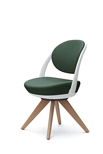 オカムラ パラベル パーソナルチェア 在宅ワーク対応 木4本脚 ホワイト ダークグリーン 8CBAYW-FXW5