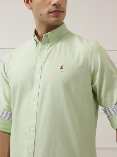 Image of Thomas Scott Men's Cricket Club Collection Classic Regular Fit Twill Shirt | 100% Cotton Long Sleeve Solid Shirt with Button Down Collar (Available in Plus Size)