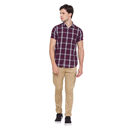 Image of Spykar Men's Slim Shirt (8907966630215 Wine Red L)