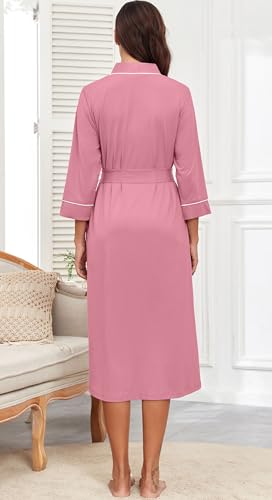 Image of PrinStory Womens Robe Long Knit Bathrobe Lightweight Soft Robes Ladies Bath Robe