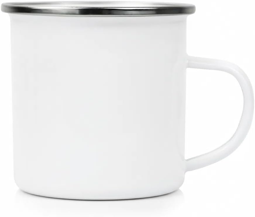 QHJDZGSLZ 1 Pcs Sublimation Blank Enamel Mug with Silver Rim Camping Travel Coffee Metal Mug 12 oz Can be used as a gift for Christmas Thanksgiving Mother's Day Father's Day
