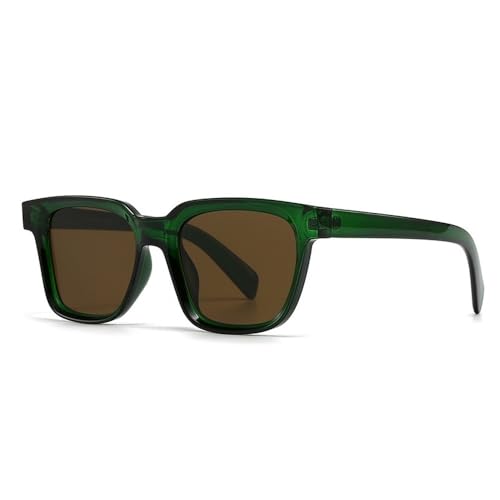 Lunettes de soleil carrées pour femmes bleu-vert style rétro punk