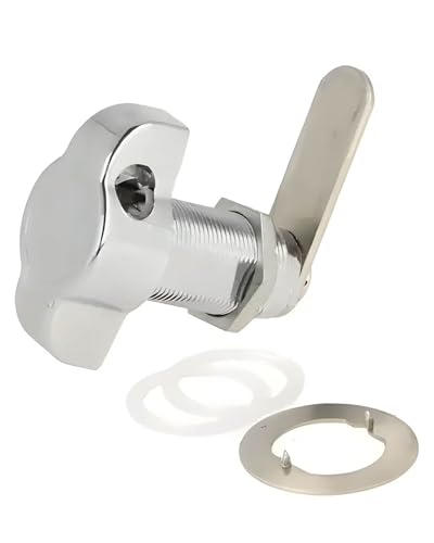 Gedotec Serrure de casier en métal – Chrome poli DIN gauche – Ø 19 x 32 mm – Serrure rotative pour cadenas Ø 5 – 7 mm – Serrure de porte casier pour armoires métalliques, armoires en bois, poignée de