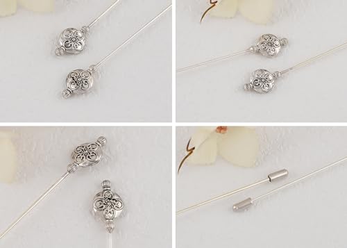 Image of Alilang Antique Vintage Hat Pin Classic Long Handle Geometric Hatpin Stick Lapel Pins for Women, Men, Pack of 2 /3