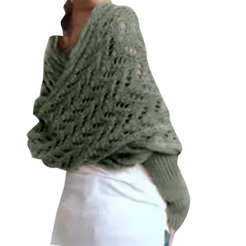 Image of Knitted Cable Wrap for Women Multifunctional Scarf with Sleeves Crochet Sweater Scarf with Sleeves