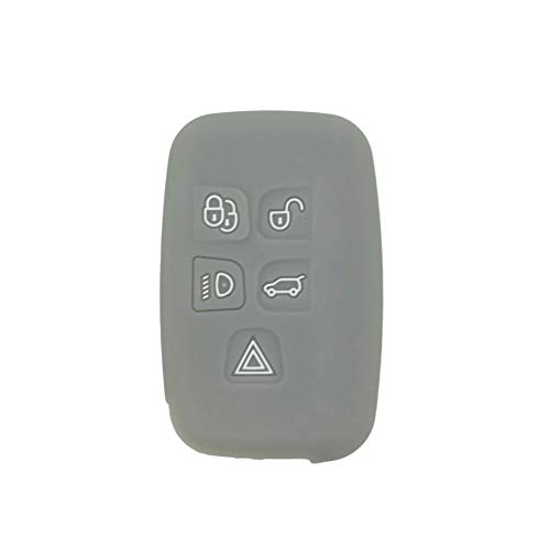 BROVACS Silicone Cover Protector Case Holder Skin Jacket Compatible with LAND ROVER LR4 Range Rover 5 Button Smart Remote Key Fob CV4982 Grey