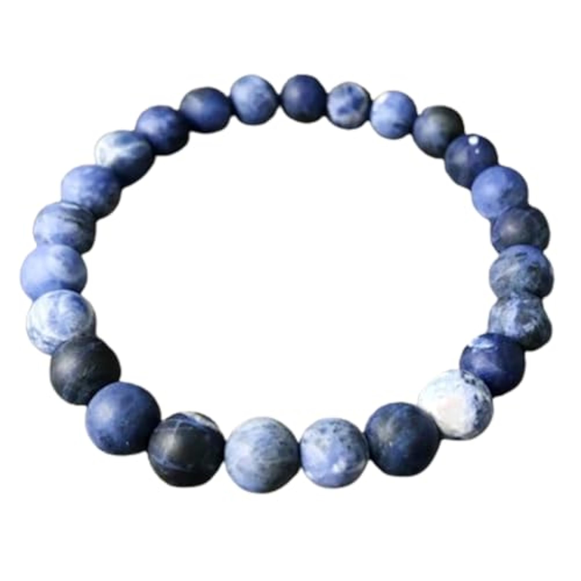 Unisex Natural Matte Sodalite 8mm Bead Stretchable Bracelet