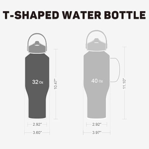 Image of Insulated Water Bottle 40oz with Straw /Spout Lids, Stainless Steel Water Bottles Keep Cold 24h&Hot 12h, Metal Water Bottle with Straw that Fits in Cup Holder, Water Bottle Leak-proof,BPA Free