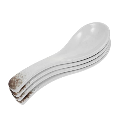 Cabilock 4Pcs Vintage Ceramic Spoons Set Retro Chinese Style Tableware for Soups Desserts and Meals Easy to Clean Ceramic Material for Home Gatherings