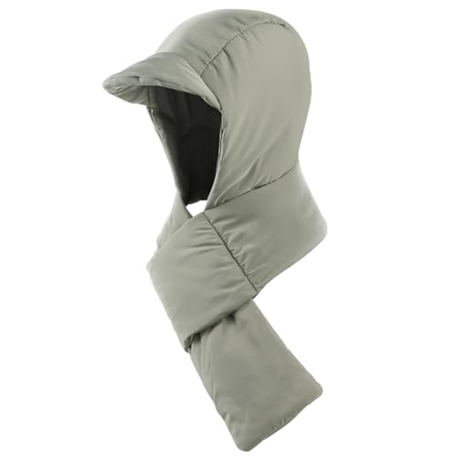 Padded Hood Scarf Hat Women Lightweight Winter Warm Hoodie Hat/Scarf Set Soft Balaclava Hooded Scarf Hat with Visor3